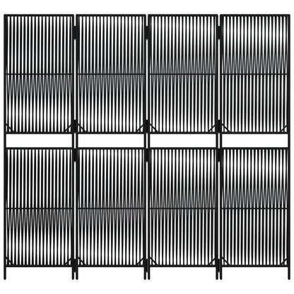 Kamerscherm 4 panelen poly rattan zwart 1 196 x 180 cm