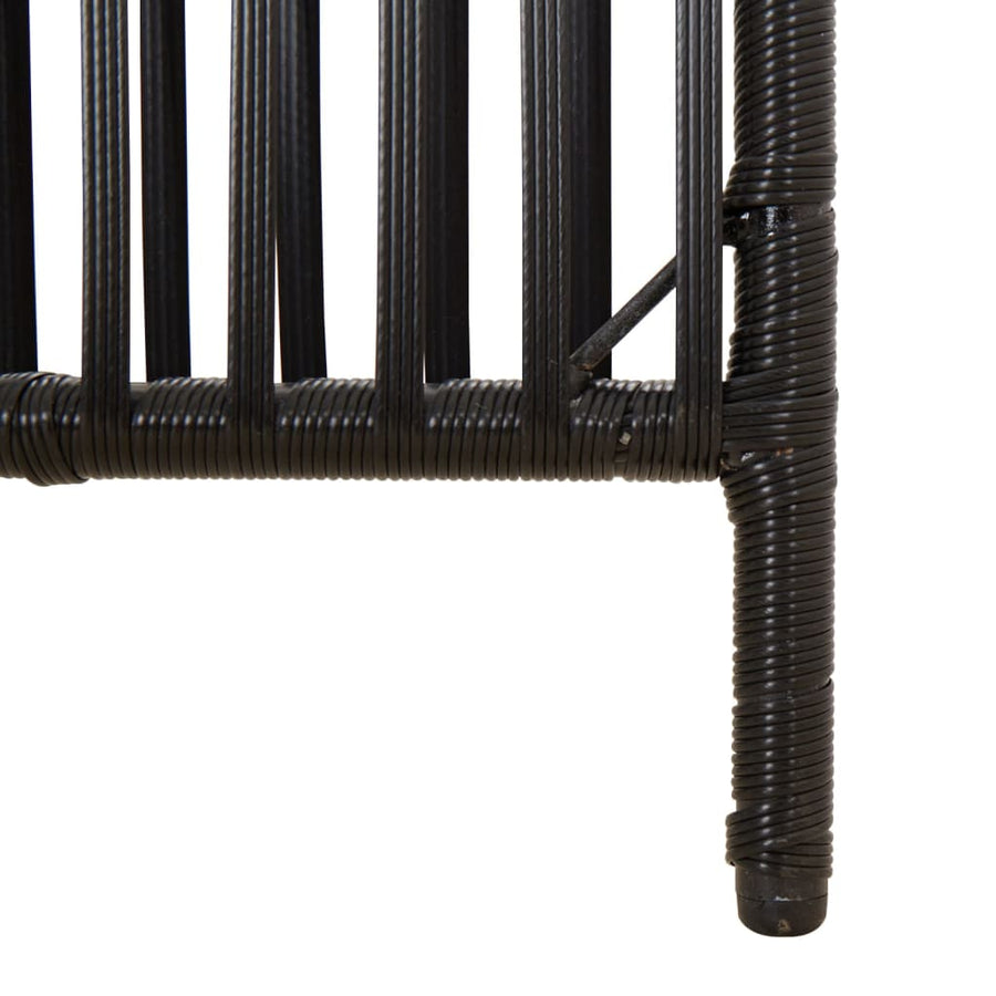 Kamerscherm 4 panelen poly rattan zwart 1 196 x 180 cm