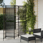 Kamerscherm 4 panelen poly rattan zwart 196x180 cm