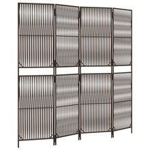 Kamerscherm 4 panelen poly rattan bruin 1 196 x 180 cm