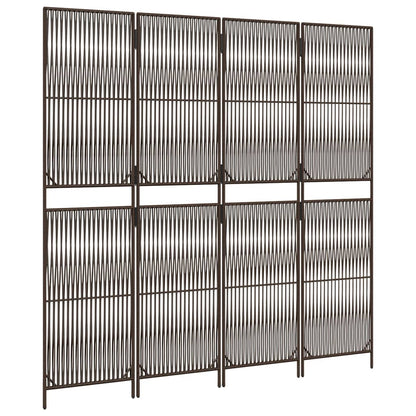 Kamerscherm 4 panelen poly rattan bruin 1 196 x 180 cm