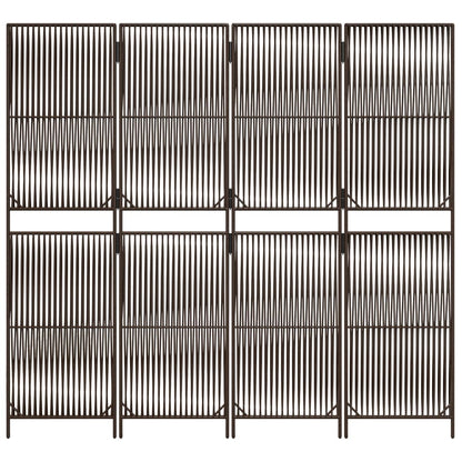 Kamerscherm 4 panelen poly rattan bruin 1 196 x 180 cm