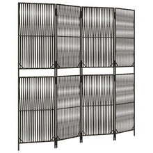 Kamerscherm 4 panelen poly rattan grijs 196 x 180 cm Lijngeweven