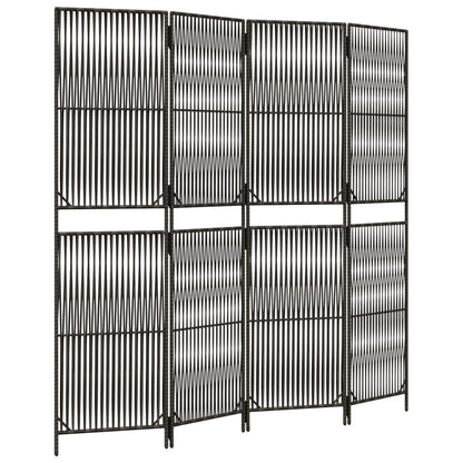 Kamerscherm 4 panelen poly rattan grijs 196 x 180 cm Lijngeweven