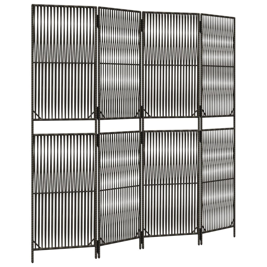 Kamerscherm 4 panelen poly rattan grijs 196 x 180 cm Lijngeweven