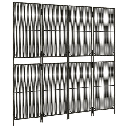 Kamerscherm 4 panelen poly rattan grijs 196 x 180 cm Lijngeweven