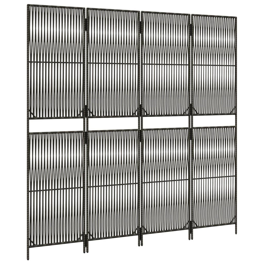 Kamerscherm 4 panelen poly rattan grijs 196 x 180 cm Lijngeweven