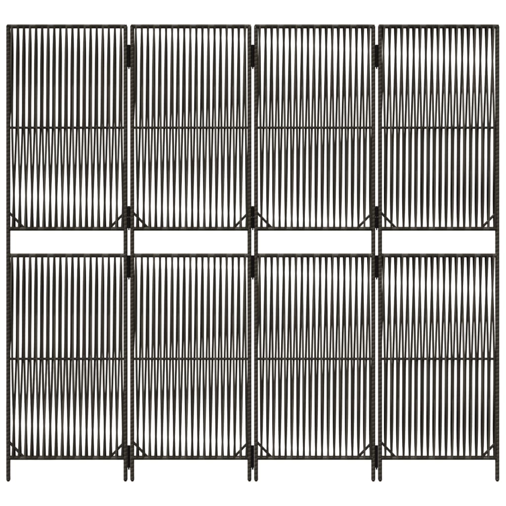 Kamerscherm 4 panelen poly rattan grijs 196 x 180 cm Lijngeweven
