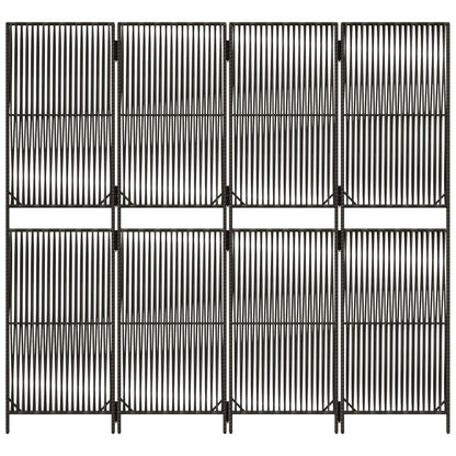 Kamerscherm 4 panelen poly rattan grijs 196 x 180 cm Lijngeweven