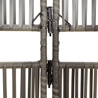 Kamerscherm 4 panelen poly rattan grijs 196 x 180 cm Lijngeweven
