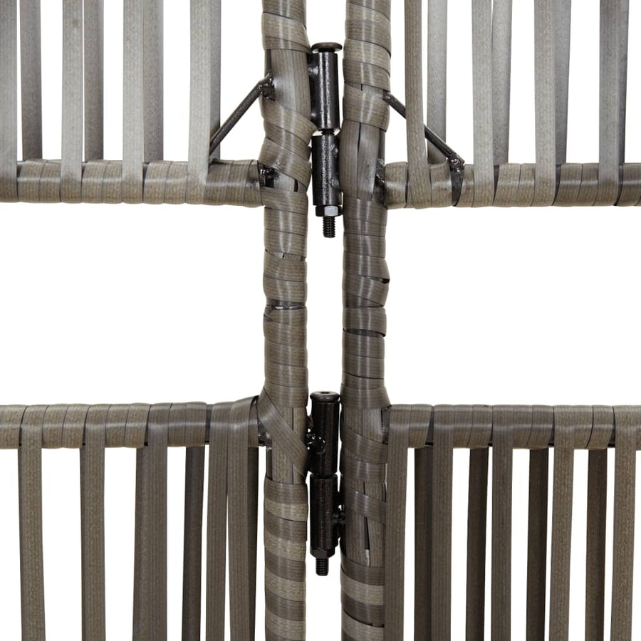 Kamerscherm 4 panelen poly rattan grijs 196 x 180 cm Lijngeweven