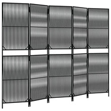 Kamerscherm 5 panelen poly rattan zwart 1 245 x 180 cm
