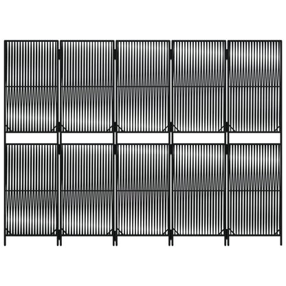 Kamerscherm 5 panelen poly rattan zwart 1 245 x 180 cm