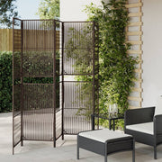Kamerscherm 5 panelen poly rattan bruin 245x180 cm