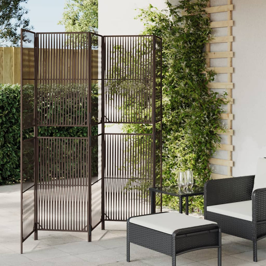 Kamerscherm 5 Panelen Poly Rattan Bruin 245 x 180 cm Lijngeweven