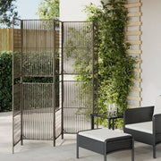 Kamerscherm 5 panelen poly rattan grijs 245x180 cm