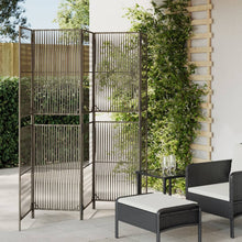 Kamerscherm 5 Panelen Poly Rattan Grijs 245 x 180 cm Lijngeweven