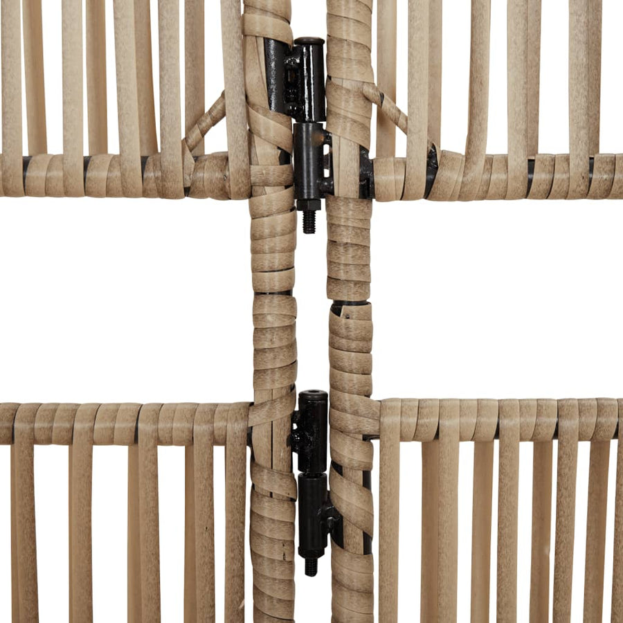 Kamerscherm 5 panelen poly rattan beige 1 245 x 180 cm