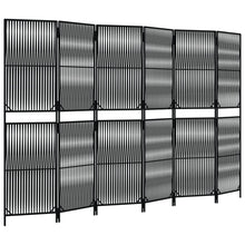 Kamerscherm 6 Panelen Poly Rattan Zwart 294 x 180 cm Lijngeweven