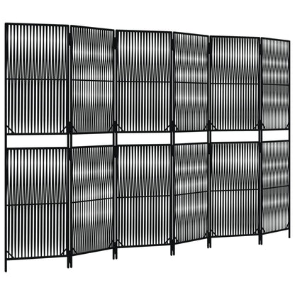 Kamerscherm 6 Panelen Poly Rattan Zwart 294 x 180 cm Lijngeweven