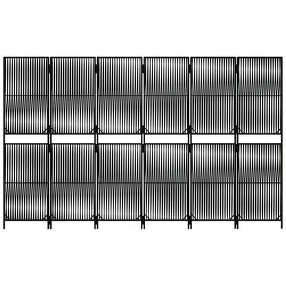 Kamerscherm 6 Panelen Poly Rattan Zwart 294 x 180 cm Lijngeweven