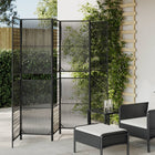 Room divider 6-panel poly rattan black