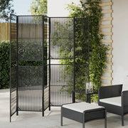 Kamerscherm 6 panelen 294x180 cm poly rattan zwart