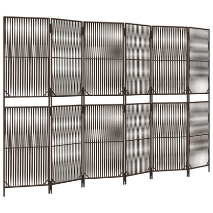 Kamerscherm 6 Panelen Poly Rattan Bruin 294 x 180 cm Lijngeweven