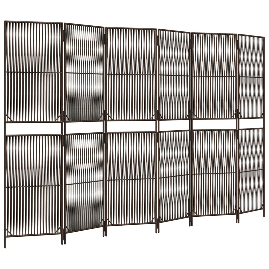 Kamerscherm 6 Panelen Poly Rattan Bruin 294 x 180 cm Lijngeweven