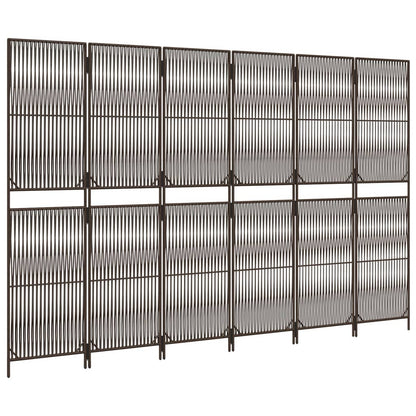 Kamerscherm 6 Panelen Poly Rattan Bruin 294 x 180 cm Lijngeweven