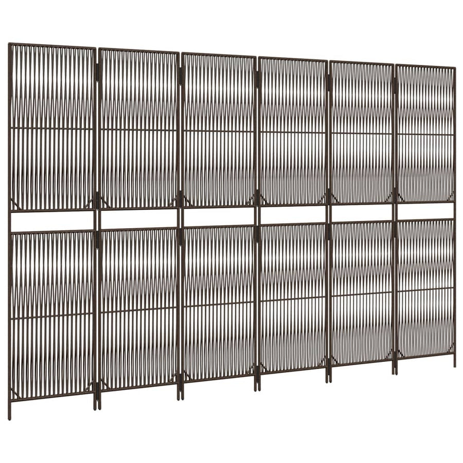 Kamerscherm 6 Panelen Poly Rattan Bruin 294 x 180 cm Lijngeweven