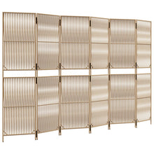 Kamerscherm 6 Panelen Poly Rattan Beige 294 x 180 cm Lijngeweven