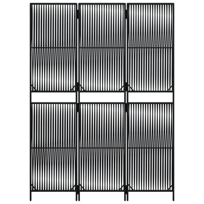 Kamerscherm 3 Panelen Poly Rattan Zwart 147 x 200 cm Lijngeweven