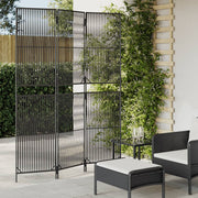 Kamerscherm 3 panelen 147x200 cm poly rattan zwart