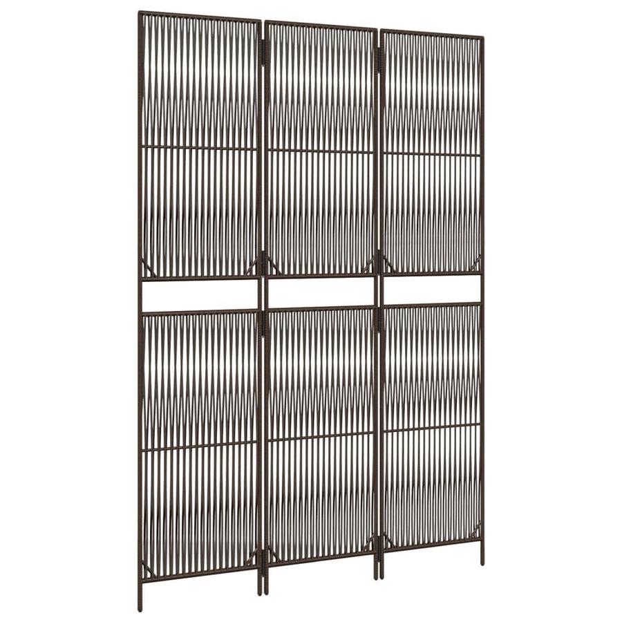 Kamerscherm 3 panelen poly rattan bruin 1 147 x 200 cm