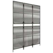 Kamerscherm 3 panelen poly rattan grijs 147 x 200 cm Lijngeweven