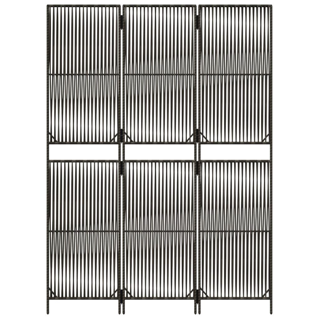 Kamerscherm 3 panelen poly rattan grijs 147 x 200 cm Lijngeweven