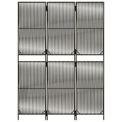 Kamerscherm 3 panelen poly rattan grijs 147 x 200 cm Lijngeweven