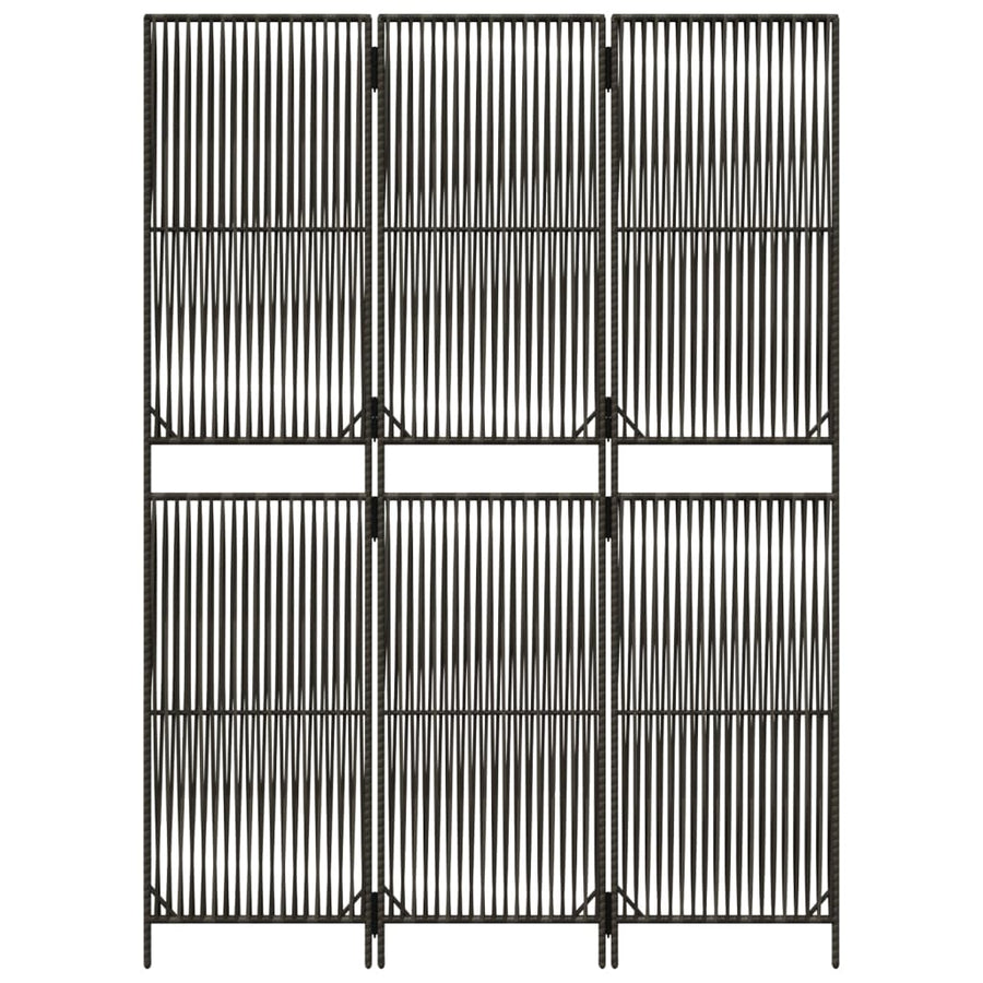 Kamerscherm 3 panelen poly rattan grijs 147 x 200 cm Lijngeweven
