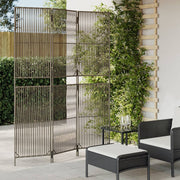 Kamerscherm 3 panelen poly rattan grijs 147x200 cm