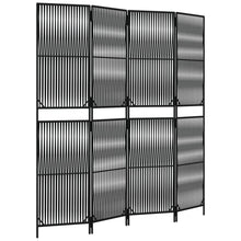 Kamerscherm 4 panelen poly rattan zwart 196 x 200 cm Lijngeweven