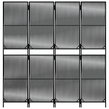 Kamerscherm 4 panelen poly rattan zwart 196 x 200 cm Lijngeweven