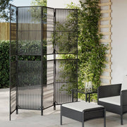 Kamerscherm 4 panelen poly rattan 196x200 cm zwart
