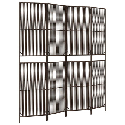 Kamerscherm 4 Panelen Poly Rattan Bruin 196 x 200 cm Lijngeweven