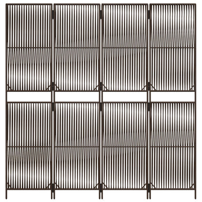 Kamerscherm 4 Panelen Poly Rattan Bruin 196 x 200 cm Lijngeweven
