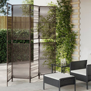 Kamerscherm 4 panelen poly rattan bruin 196x200 cm