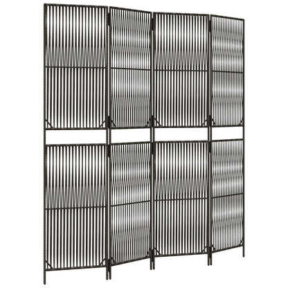 Kamerscherm 4 Panelen Poly Rattan Grijs 196 x 200 cm Lijngeweven
