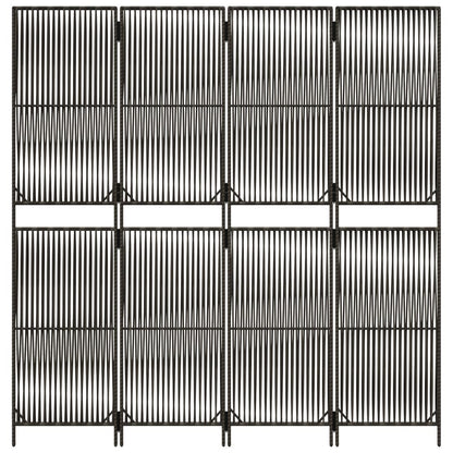 Kamerscherm 4 Panelen Poly Rattan Grijs 196 x 200 cm Lijngeweven