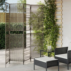 4-Panel Poly Rattan Room Divider Grey
