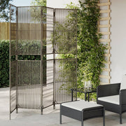 Kamerscherm 4 panelen poly rattan grijs 196x200 cm